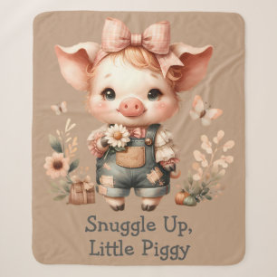 Grillige Biggetje in Pastel Overalls Bruin Sherpa Deken