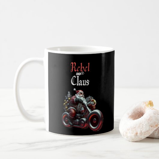 grillige Biker Santa Koffiemok (Met donut)