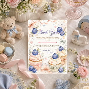 Grillige Blauwe Bes Baby Shower Bedankkaart