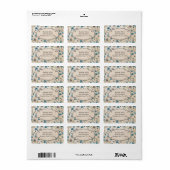 Grillige blauwe bloemen op beige etiket (Full Sheet)