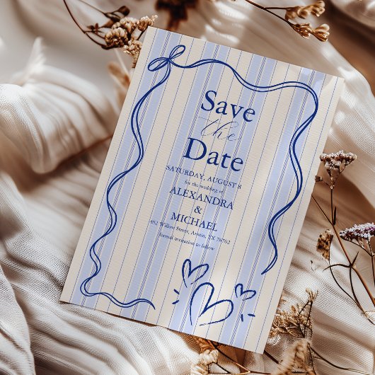 Grillige Blauwe Doodle Frame Huwelijk Save The Date