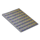 Grillige blauwe en gouden pauwveerpatroon notitieboek (Rechterzijde)