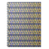 Grillige blauwe en gouden pauwveerpatroon notitieboek (Voorkant)