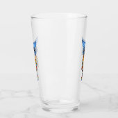 grillige blauwe gele uil kleurrijke veren staart glas (Links)
