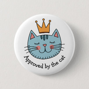Grillige Blauwe Kat Met Een Gele Kroon Op Maat Ronde Button 5,7 Cm