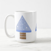 Grillige Blauwe Kerstbomen Koffiemok (Links)