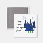 Grillige Blauwe Kerstbomen Magneet (Voorkant / Achterkant)