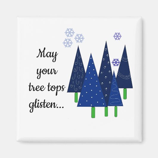 Grillige Blauwe Kerstbomen Magneet (Voorkant)