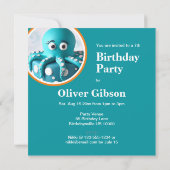 GRILLIGE BLAUWE OCTOPUS THEMA VERJAARDAGSTAART KAART (Achterkant)