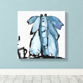 Grillige Blauwe Olifant Canvas Afdruk (Insitu (Houten vloer))