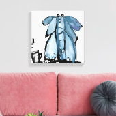 Grillige Blauwe Olifant Canvas Afdruk (Insitu (Woonkamer))