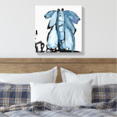 Grillige Blauwe Olifant Canvas Afdruk (Insitu (Slaapkamer))