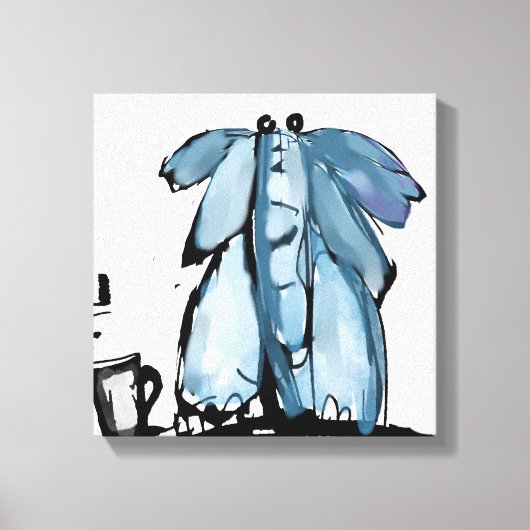 Grillige Blauwe Olifant Canvas Afdruk (Voorkant)