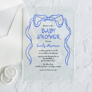 Grillige Blauwe Strik Baby Shower Uitnodiging voor