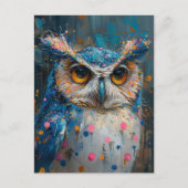 grillige blauwe uil polka dot spatten briefkaart (Voorkant)