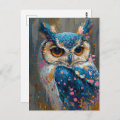 grillige blauwe uil verf spatten briefkaart (Voorkant / Achterkant)