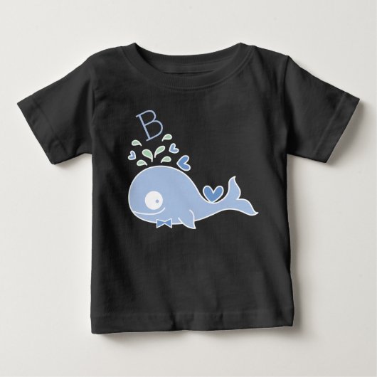 Grillige blauwe walvis stropdas met monogram jonge (Voorkant)