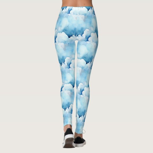 grillige blauwe wolken leggings (Achterkant)