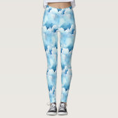 grillige blauwe wolken leggings (Voorkant)