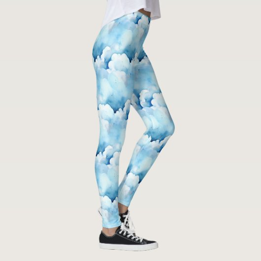 grillige blauwe wolken leggings (Rechts)
