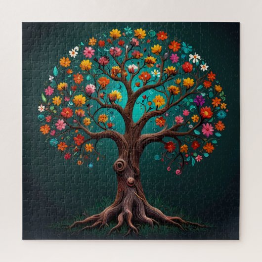 Grillige bloeiende bloesem Boom Legpuzzel (Verticaal)