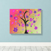 Grillige bloeiende boom canvas afdruk (Insitu (Houten vloer))