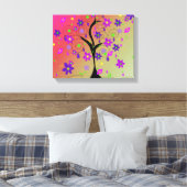 Grillige bloeiende boom canvas afdruk (Insitu (Slaapkamer))