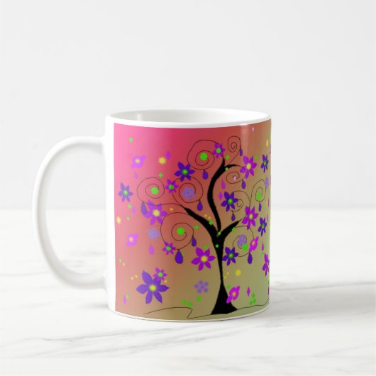 Grillige bloeiende boom koffiemok (Links)