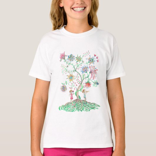 Grillige bloem boom  t-shirt (Voorkant)