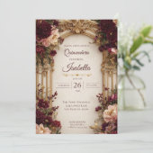 Grillige Bloem Gothic Quinceanera Uitnodiging (Staand voorkant)