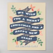 Grillige Bloem Kerst Banner Vakantie Poster (Voorkant)