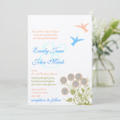 Grillige Bloem & Kolibrie Huwelijksuitnodiging Kaart (Staand voorkant)
