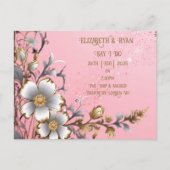 Grillige Bloem Roze Romantische Trouw Uitnodiging (Voorkant)