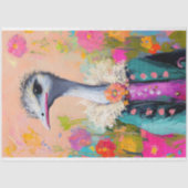 Grillige Bloem Struisvogel Decoupage Tissuepapier (Voorkant)