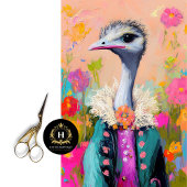 Grillige Bloem Struisvogel Decoupage Tissuepapier