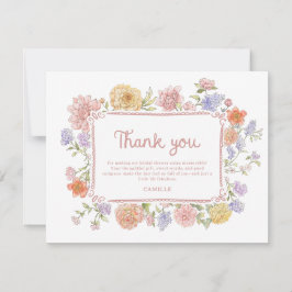 Grillige Bloemachtige Bruidsdouche  Bedankkaart