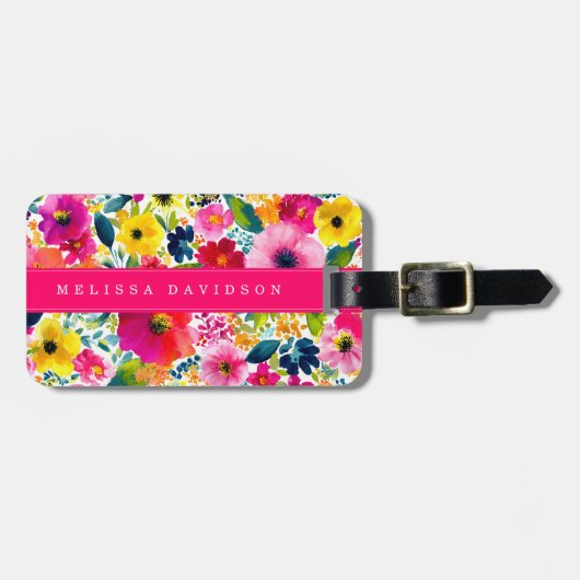 Grillige Bloemen Bagage Label (Voorkant horizontaal)