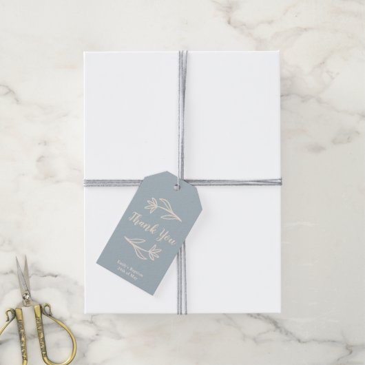 Grillige Bloemen Bedankt Label Blauw Cadeaulabel (Met Touw)
