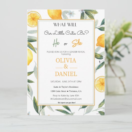 grillige bloemen cutie geslacht onthullen kaart (Staand voorkant)