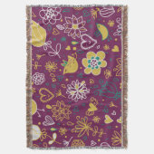 Grillige bloemen en vogels gooien deken (Voorkant Verticaal)