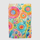 Grillige Bloemen Golfhanddoek (Voorkant)