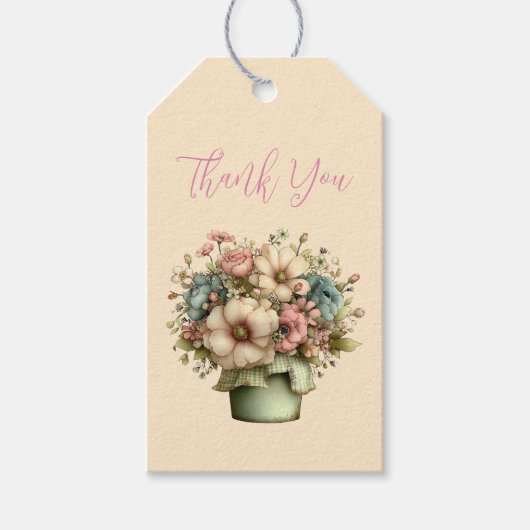 Grillige Bloemen in een Pot als Bedankcadeau Cadeaulabel (Voorkant)