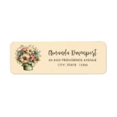 Grillige Bloemen in een Pot Cute Adres Etiket (Voorkant)