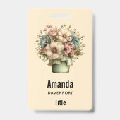 Grillige Bloemen in een Pot Cute Badge (Achterkant)