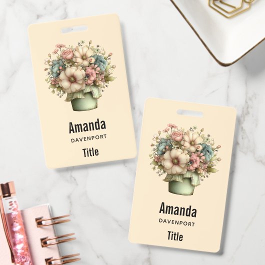 Grillige Bloemen in een Pot Cute Badge (Kantoor)