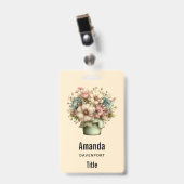Grillige Bloemen in een Pot Cute Badge (Voorzijde met clip)