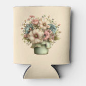 Grillige Bloemen in een Pot Cute Blikjeskoeler (Voorkant)