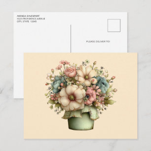 Grillige Bloemen in een Pot Cute Briefkaart