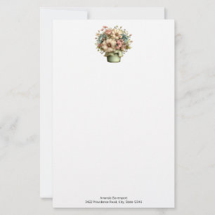 Grillige Bloemen in een Pot Cute Briefpapier