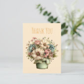 Grillige Bloemen in een Pot Cute Dank Je Briefkaart (Staand voorkant)